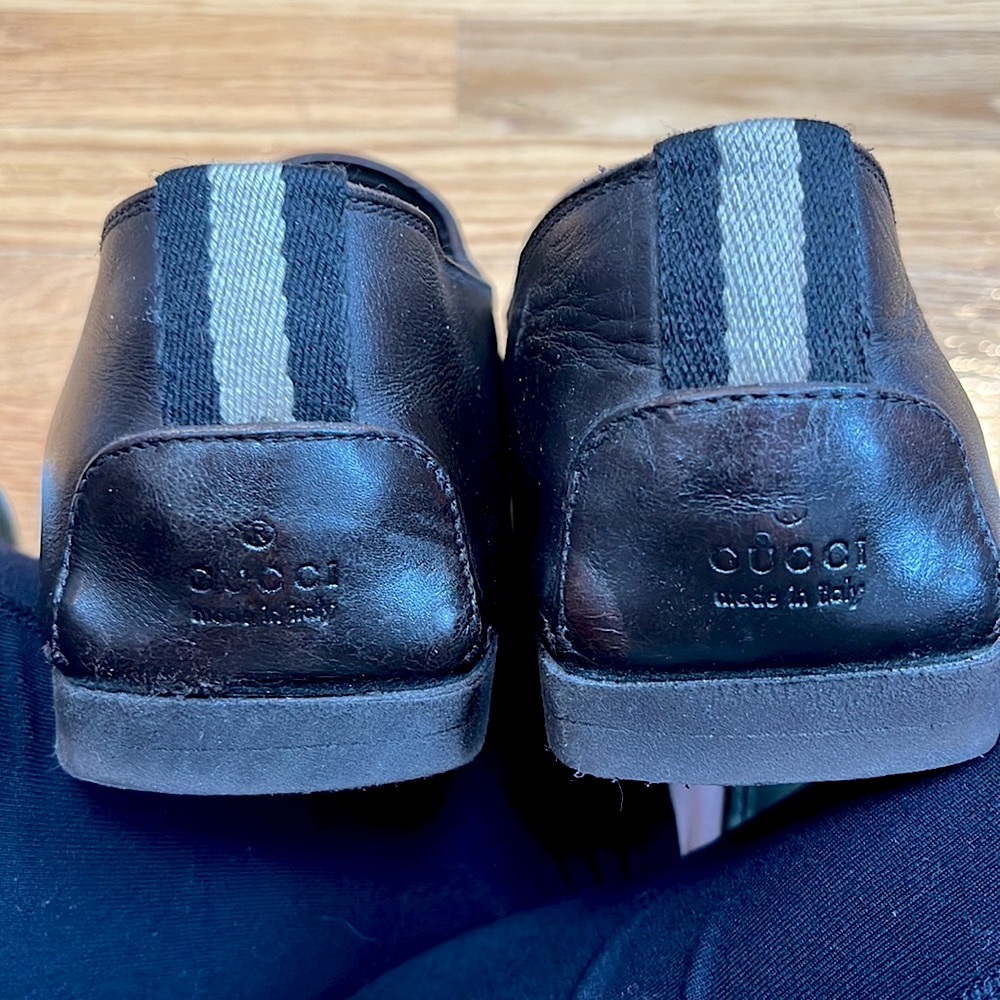 GUCCI Dark Brown Leather Loafers, 7 US